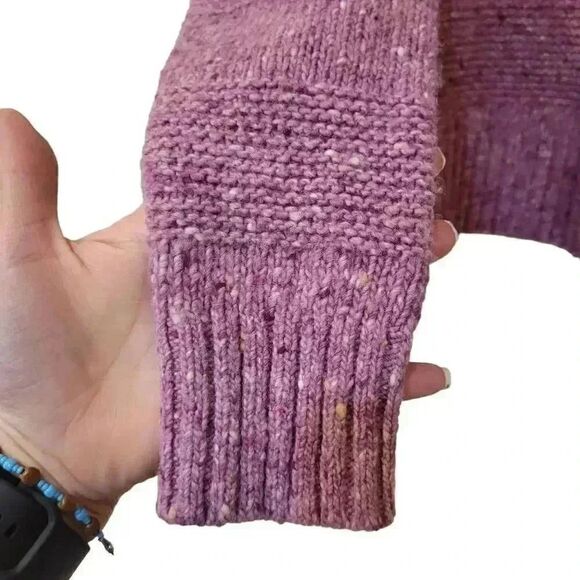 Banana Republic Women's Raspberry Heather Wool/Nylon/Acrylic Knit Crew Neck Long - Picture 6 of 11